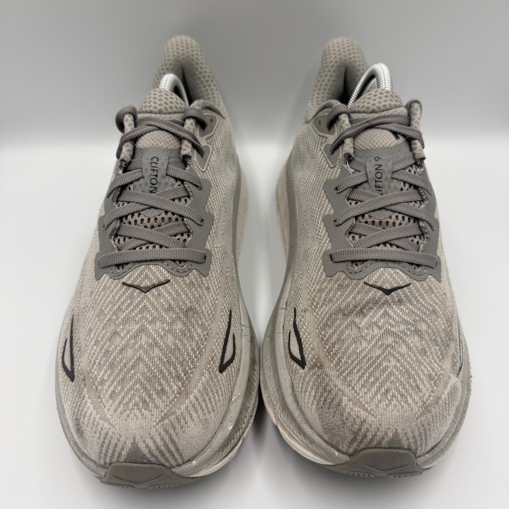 Hoka One One Clifton 9 Men's Size 9.5 Grey White Running Shoes Athletic Sneakers - Picture 7 of 10